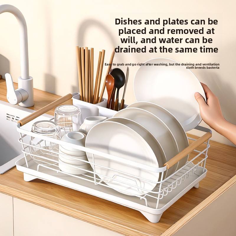 Movable 2-Tier Metal Kitchen Floor Drain Rack - Multi-Purpose Dish Organizer
