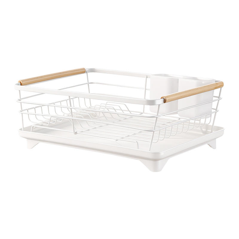 Movable 2-Tier Metal Kitchen Floor Drain Rack - Multi-Purpose Dish Organizer