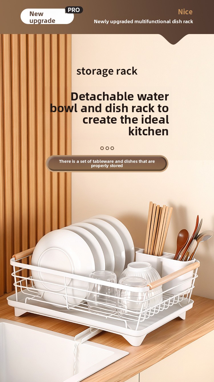 Movable 2-Tier Metal Kitchen Floor Drain Rack - Multi-Purpose Dish Organizer