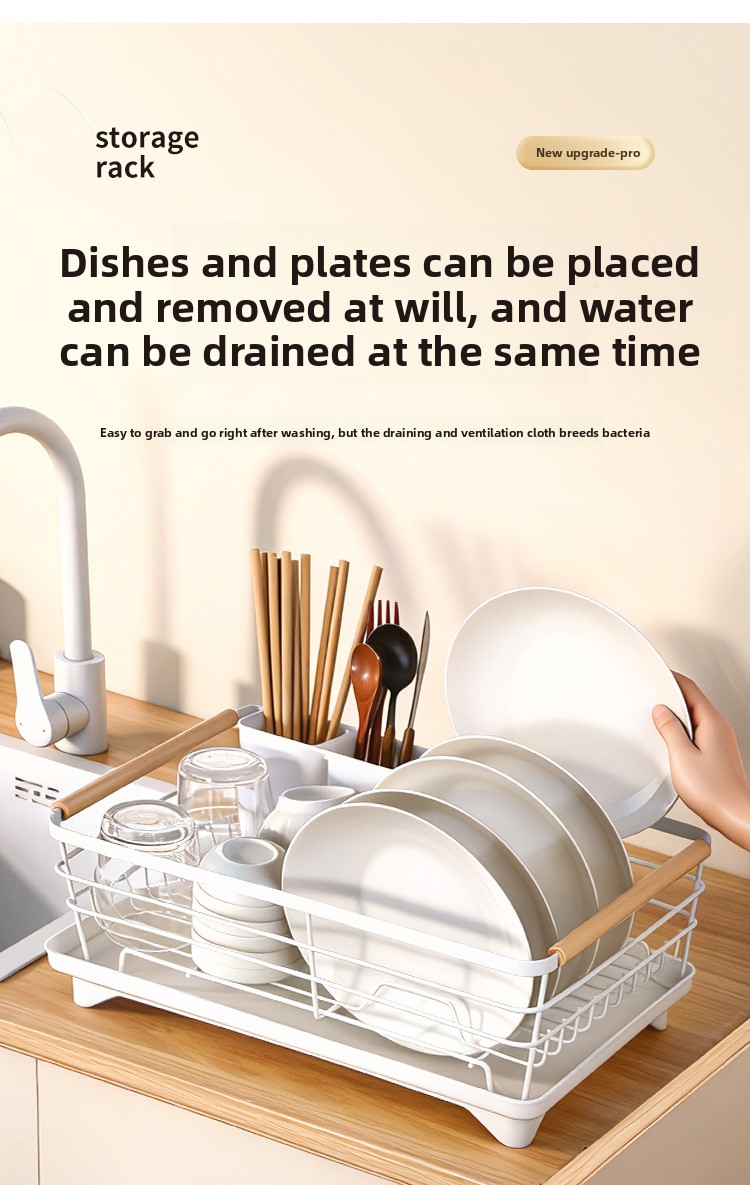 Movable 2-Tier Metal Kitchen Floor Drain Rack - Multi-Purpose Dish Organizer