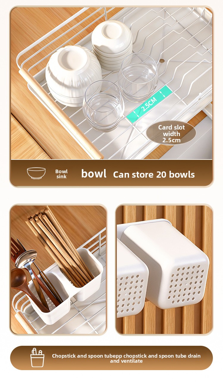 Movable 2-Tier Metal Kitchen Floor Drain Rack - Multi-Purpose Dish Organizer
