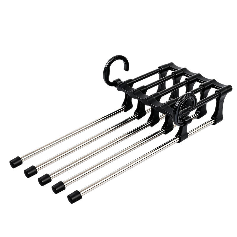 5-Layer Stainless Steel Pants Hanger - Multi-Tier Space-Saving Wardrobe Rack