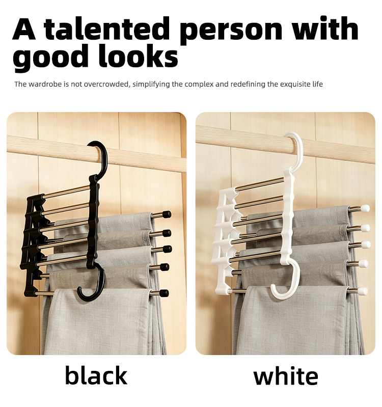 5-Layer Stainless Steel Pants Hanger - Multi-Tier Space-Saving Wardrobe Rack
