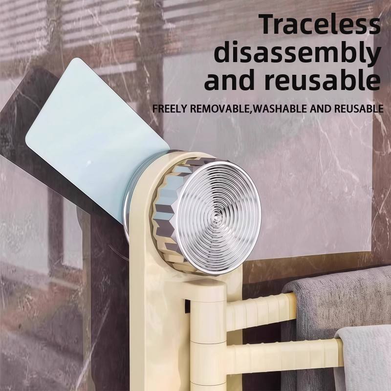 3-Tier Suction Rotating Towel Rack - No-Drill Foldable Bathroom Towel Holder