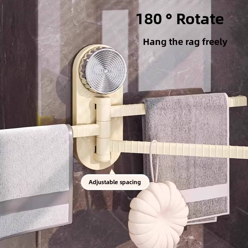 3-Tier Suction Rotating Towel Rack - No-Drill Foldable Bathroom Towel Holder