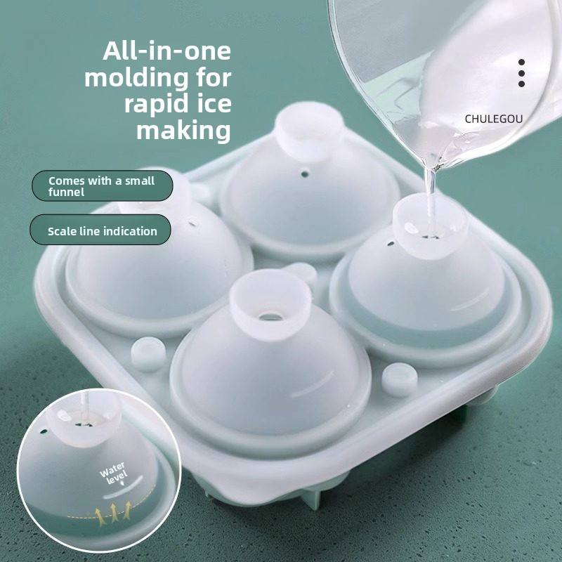 Rose-Shaped Silicone Ice Cube Mold - 4-Cavity Food-Grade Ice Tray for Whiskey