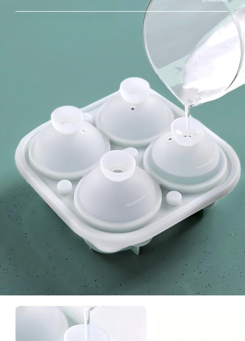 Rose-Shaped Silicone Ice Cube Mold - 4-Cavity Food-Grade Ice Tray for Whiskey