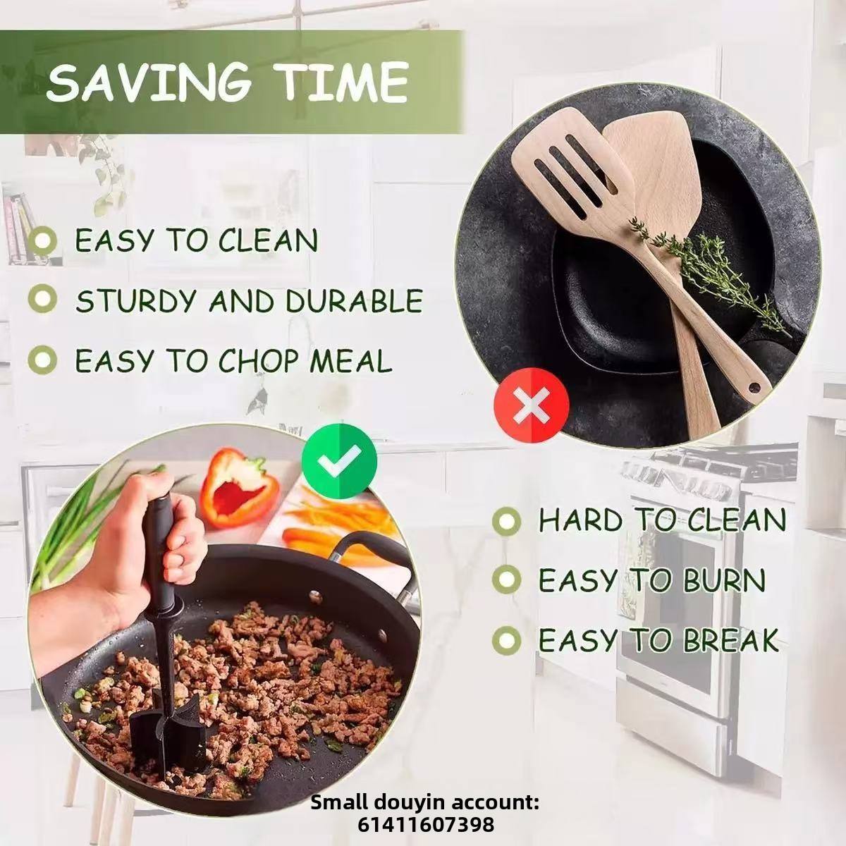 Multifunction Handheld Meat Chopper - PP Grinder & Mixing Spatula for Kitchen