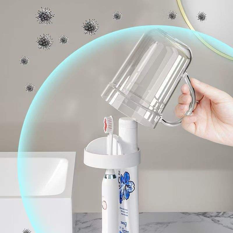 Electric Toothbrush Holder Set with Rinsing Cup - No-Drill Organizer for Kids & Students