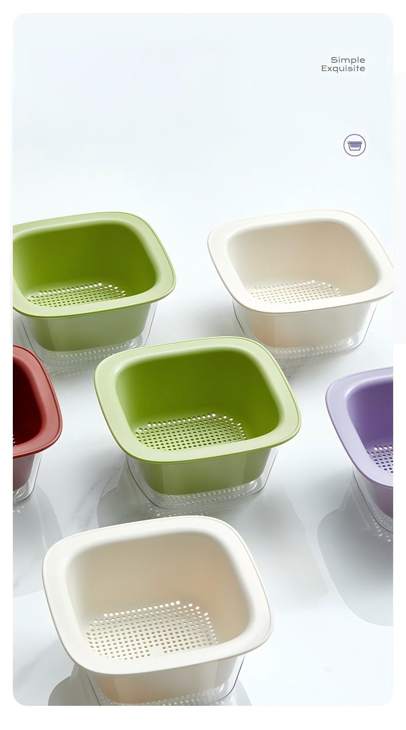 Double-Layer Kitchen Drain Basket - Multi-Purpose Fruit & Vegetable Washing Colander