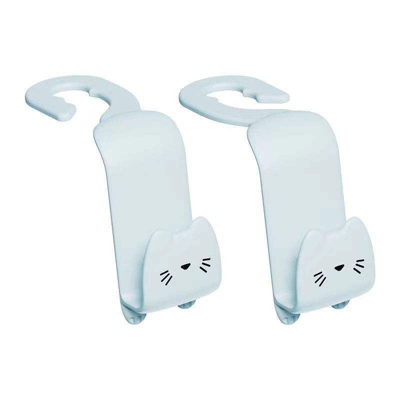 Cartoon Cat Car Headrest Hook - ABS Clamp-On Hidden Seat Back Hanger (6.5 x 6.5 x 6.5 cm)