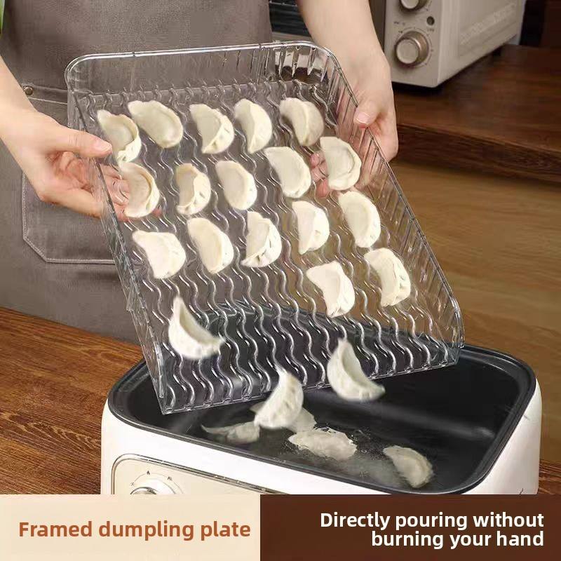 Food-Grade PET Dumpling Storage Box - Thickened Stackable Fridge Tray with Rim