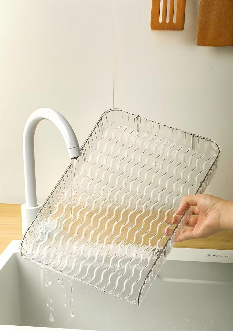 Food-Grade PET Dumpling Storage Box - Thickened Stackable Fridge Tray with Rim