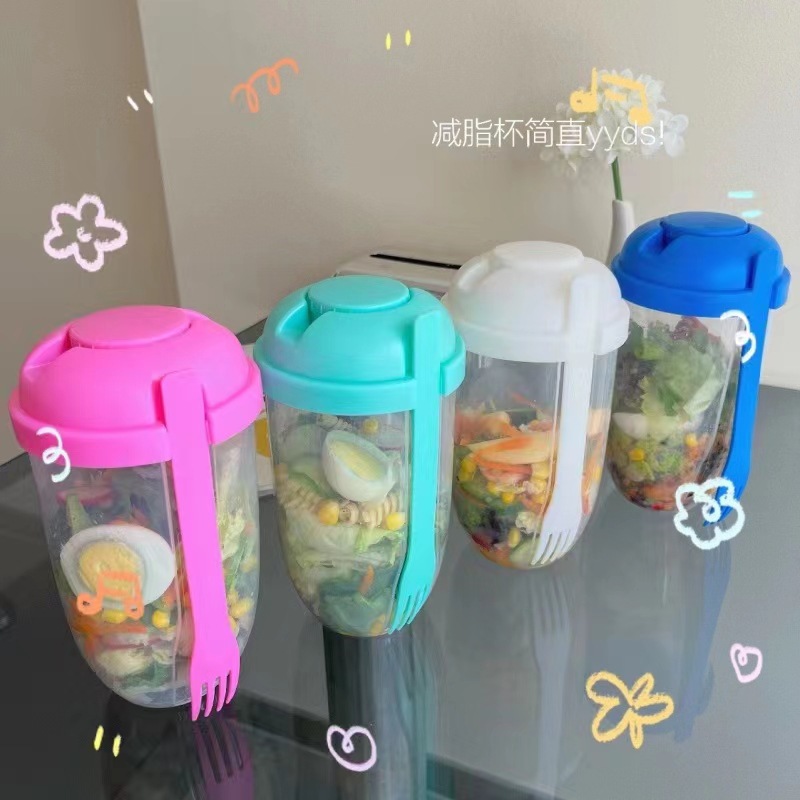 Portable PP Salad Cup with Lid - Leak-Proof Insulated Food Container for Picnic & Camping