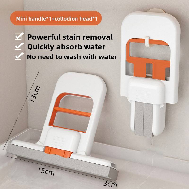 Hands-Free Mini Sponge Mop - Foldable Absorbent Cleaning Mop for Desk & Bathroom