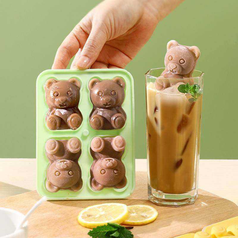 Bear-Shaped Silicone Ice Cube Tray - Food-Grade Easy-Release Mold for Popsicles