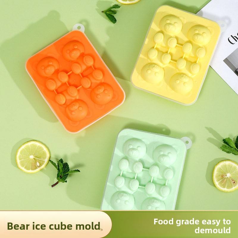 Bear-Shaped Silicone Ice Cube Tray - Food-Grade Easy-Release Mold for Popsicles