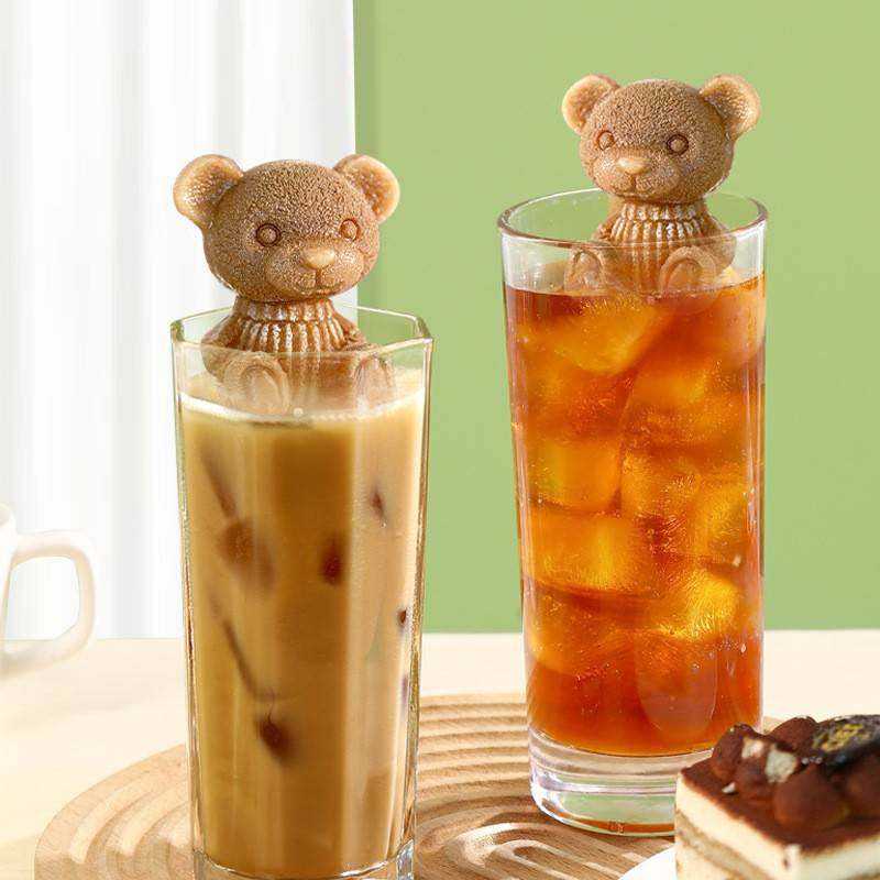 Bear-Shaped Silicone Ice Cube Tray - Food-Grade Easy-Release Mold for Popsicles