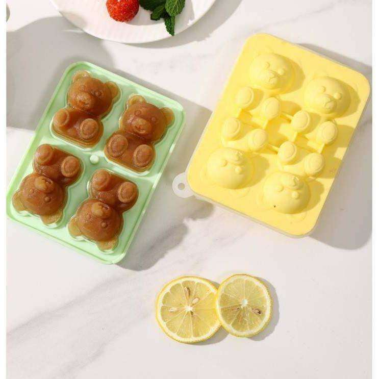 Bear-Shaped Silicone Ice Cube Tray - Food-Grade Easy-Release Mold for Popsicles