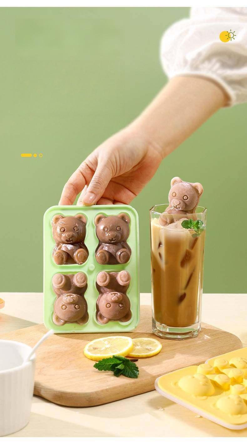 Bear-Shaped Silicone Ice Cube Tray - Food-Grade Easy-Release Mold for Popsicles