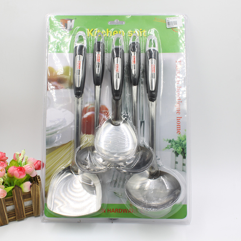 Stainless Steel Cooking Utensil Set - Spoon & Spatula with Handles (Oven-Safe)