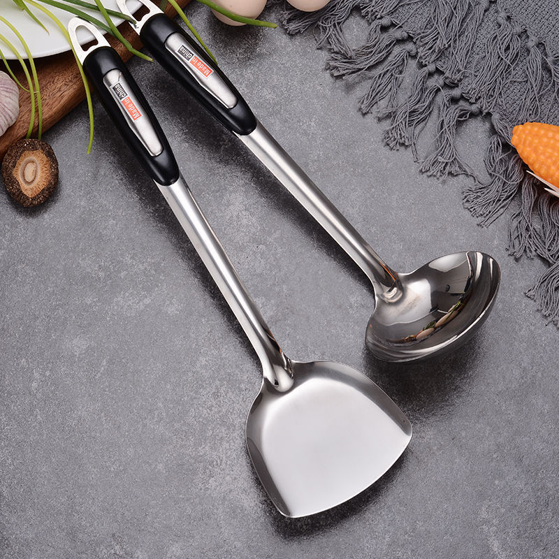 Stainless Steel Cooking Utensil Set - Spoon & Spatula with Handles (Oven-Safe)