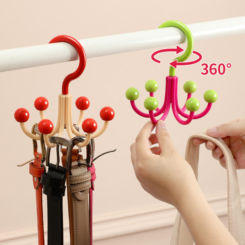 6-Claw Rotating Hook Rack - Creative PP Wall-Mounted Organizer for Dorm & Home