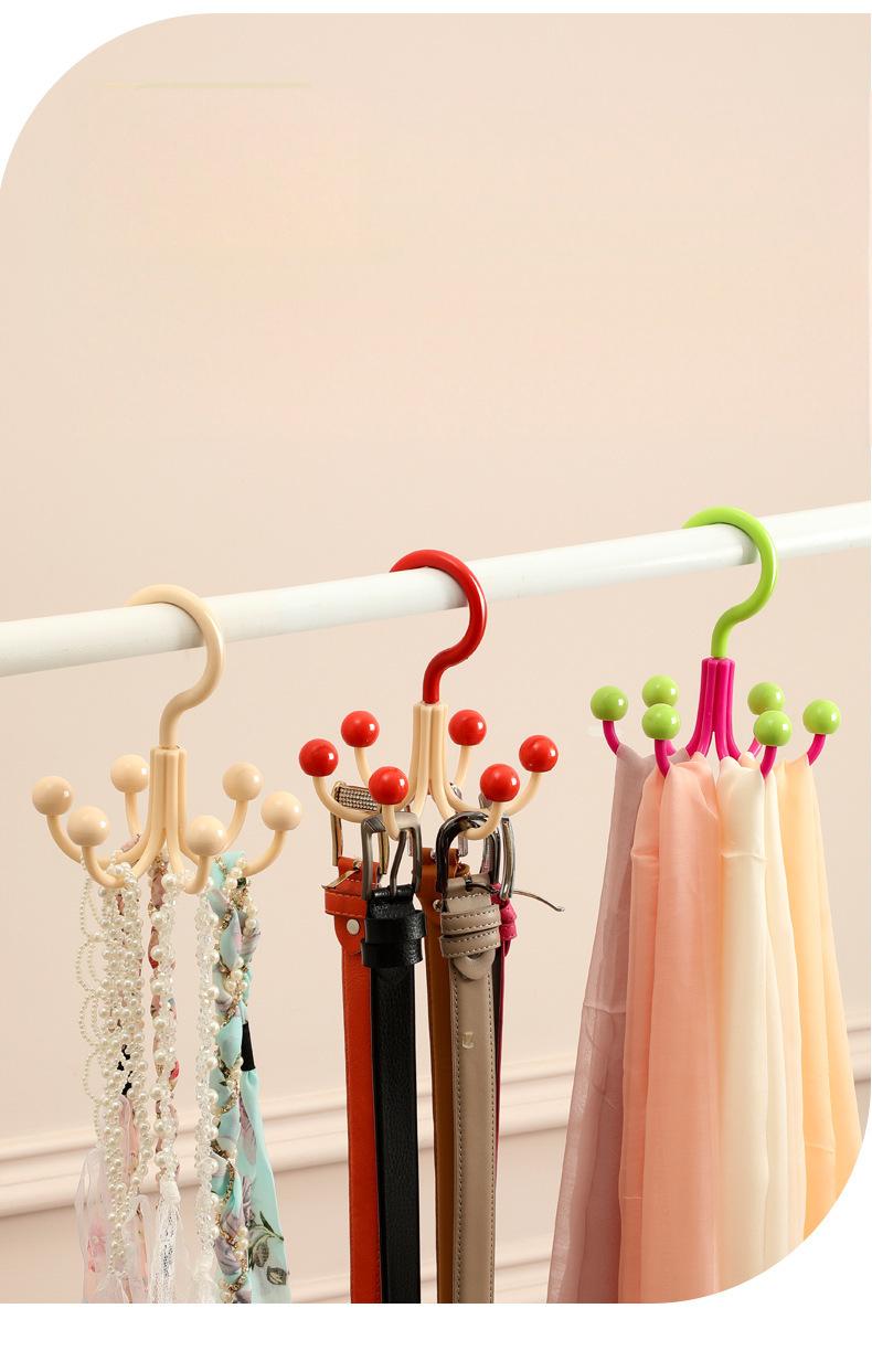 6-Claw Rotating Hook Rack - Creative PP Wall-Mounted Organizer for Dorm & Home