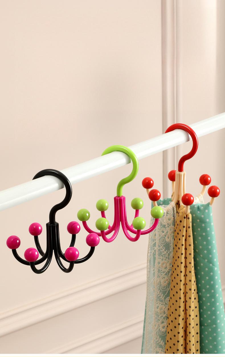6-Claw Rotating Hook Rack - Creative PP Wall-Mounted Organizer for Dorm & Home