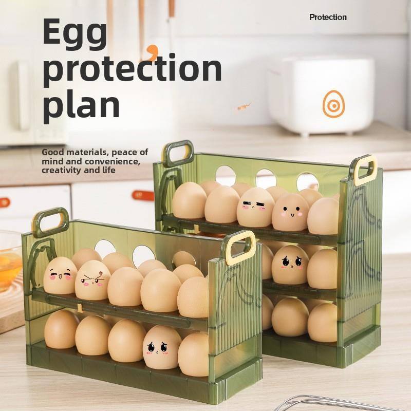Flip-Top Egg Storage Box - 20-Grid PP Fridge Door Egg Holder (25.5 x 10 x 17 cm)