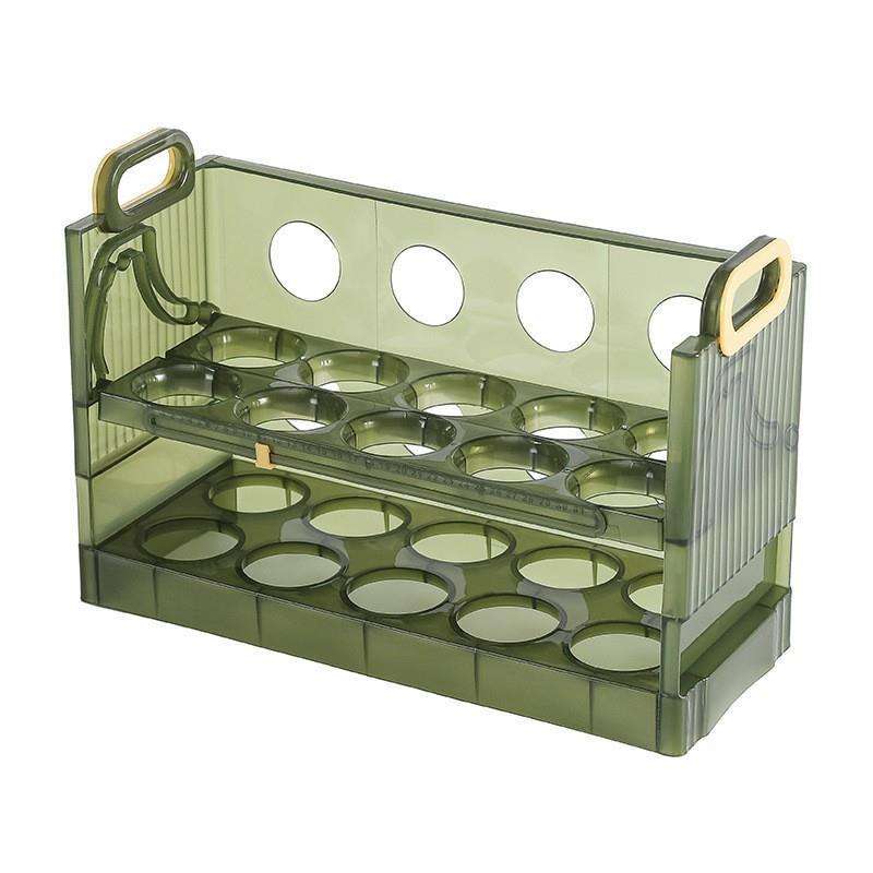 Flip-Top Egg Storage Box - 20-Grid PP Fridge Door Egg Holder (25.5 x 10 x 17 cm)