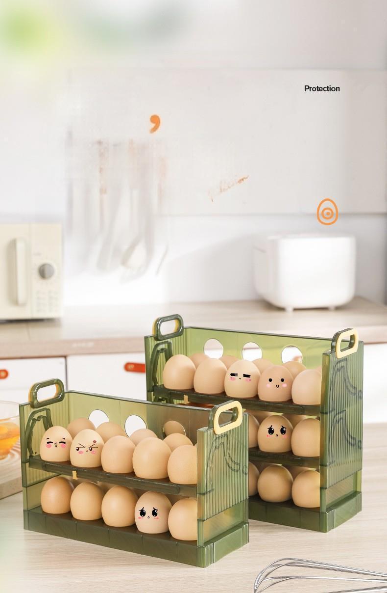 Flip-Top Egg Storage Box - 20-Grid PP Fridge Door Egg Holder (25.5 x 10 x 17 cm)