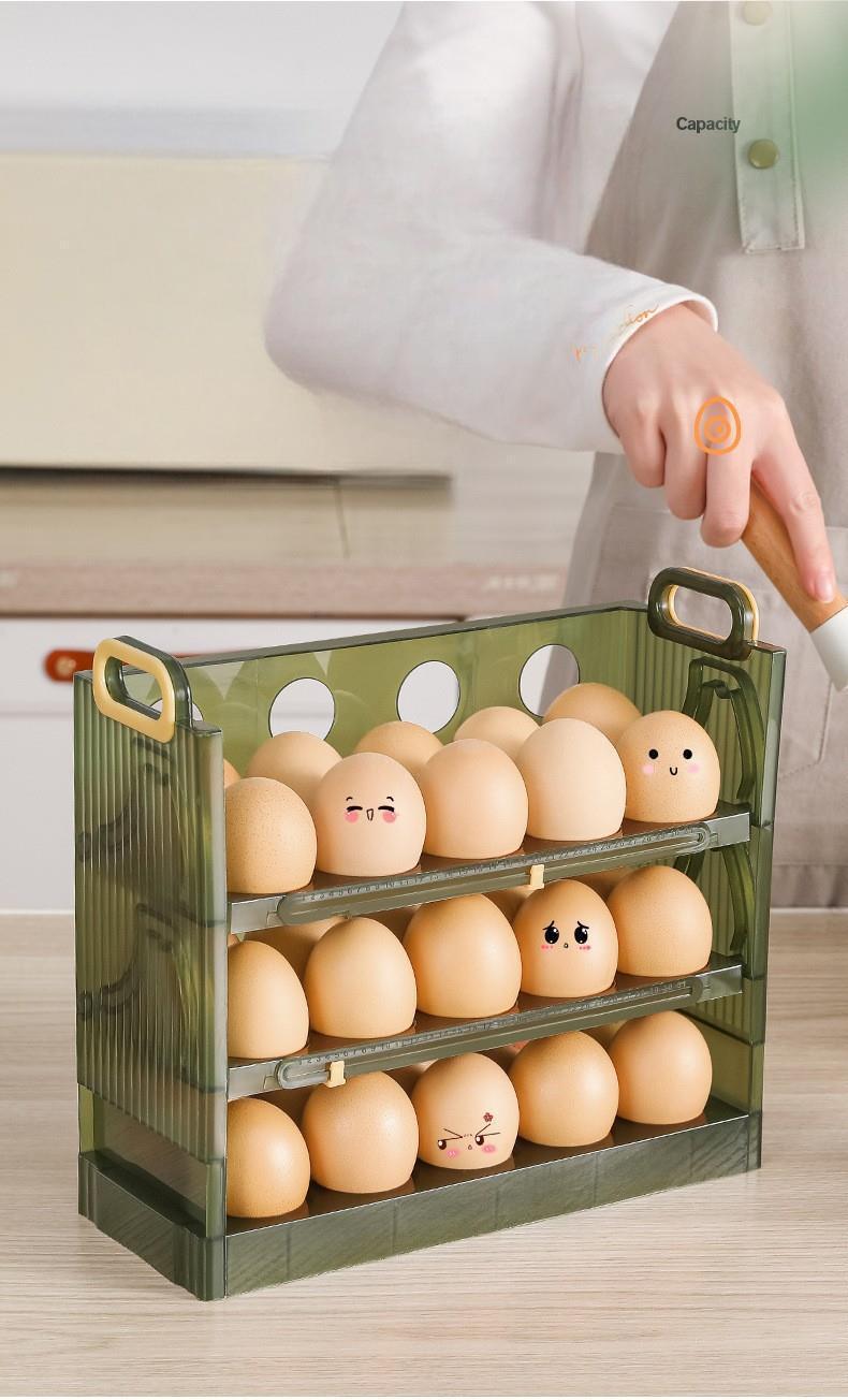 Flip-Top Egg Storage Box - 20-Grid PP Fridge Door Egg Holder (25.5 x 10 x 17 cm)