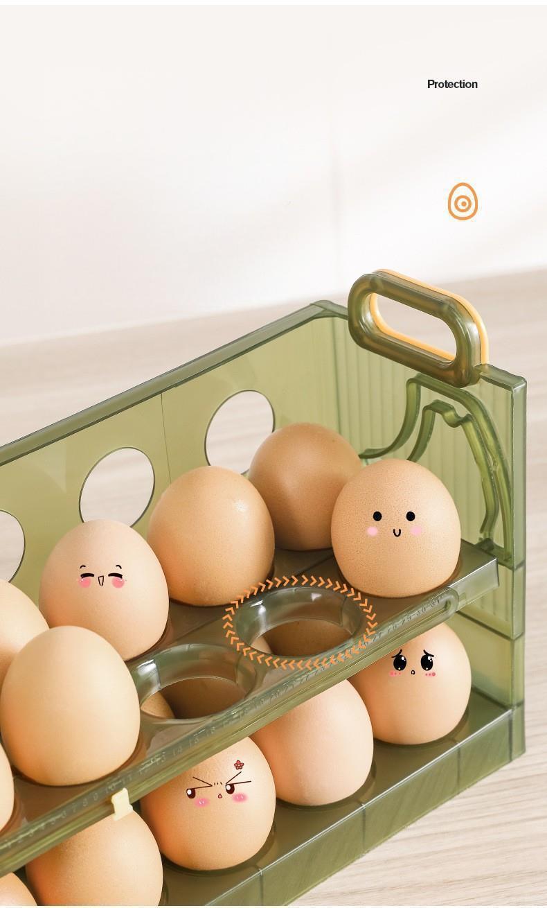 Flip-Top Egg Storage Box - 20-Grid PP Fridge Door Egg Holder (25.5 x 10 x 17 cm)