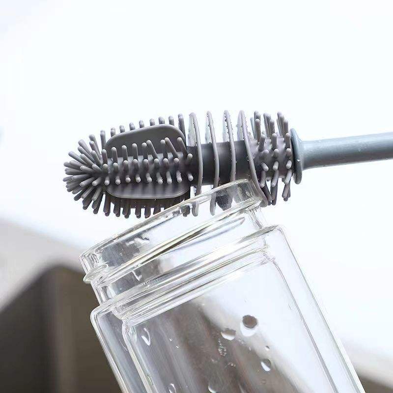 Long-Handle Silicone Bottle Brush - Soft Bristle Cleaning Brush for Baby Bottles & Tea