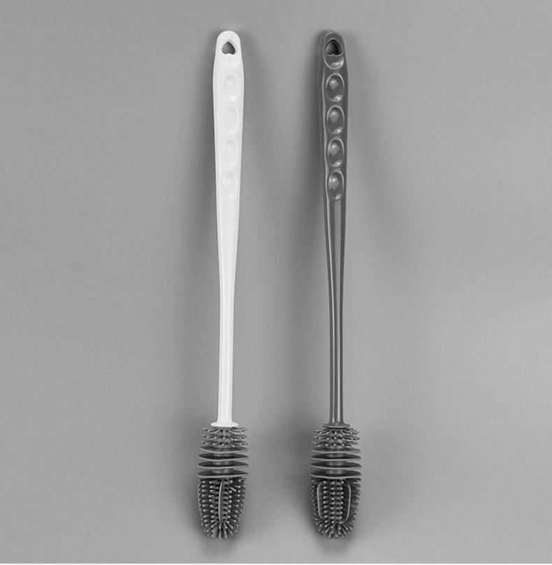 Long-Handle Silicone Bottle Brush - Soft Bristle Cleaning Brush for Baby Bottles & Tea