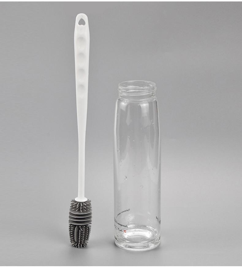 Long-Handle Silicone Bottle Brush - Soft Bristle Cleaning Brush for Baby Bottles & Tea