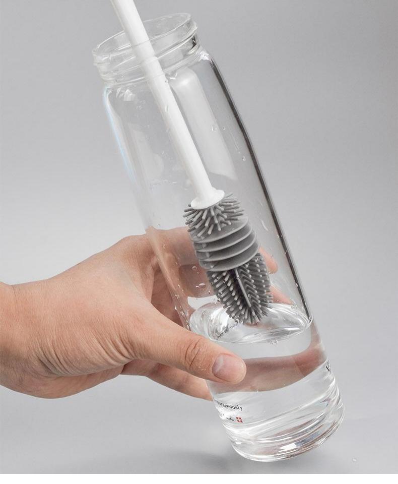Long-Handle Silicone Bottle Brush - Soft Bristle Cleaning Brush for Baby Bottles & Tea