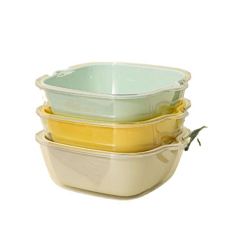 Double-Layer Transparent PET Drain Basket - 8-Piece Kitchen Colander Set