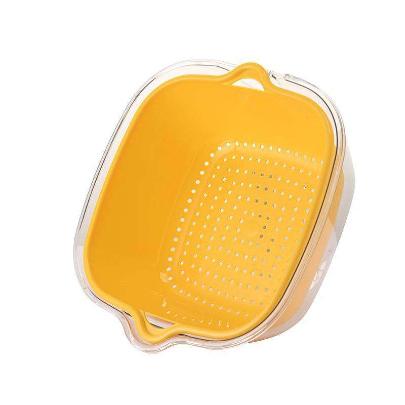 Double-Layer Transparent PET Drain Basket - 8-Piece Kitchen Colander Set