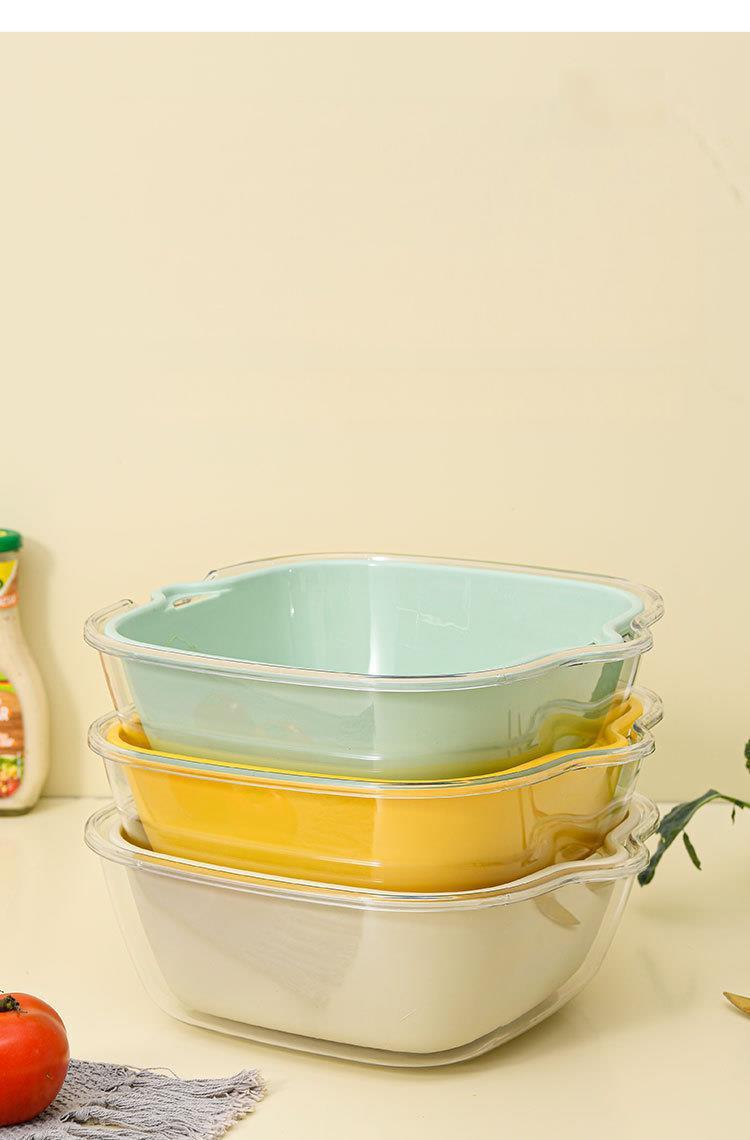 Double-Layer Transparent PET Drain Basket - 8-Piece Kitchen Colander Set