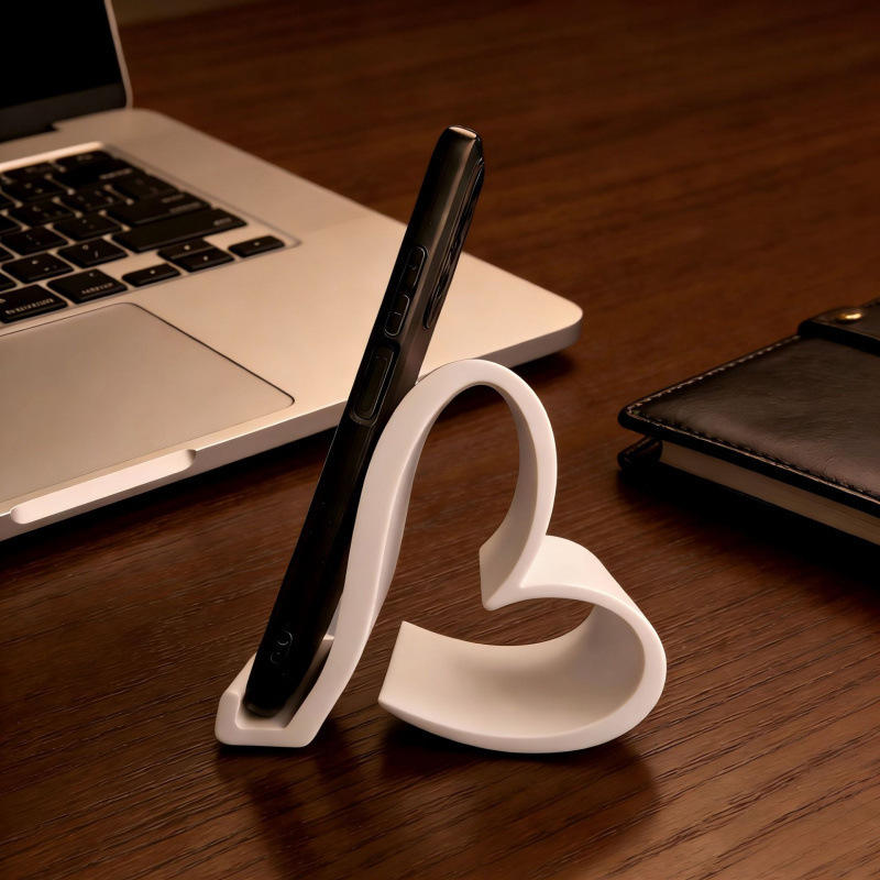 Heart-Shaped 3D-Printed Phone & Tablet Stand - Portable Multifunctional Desk Holder