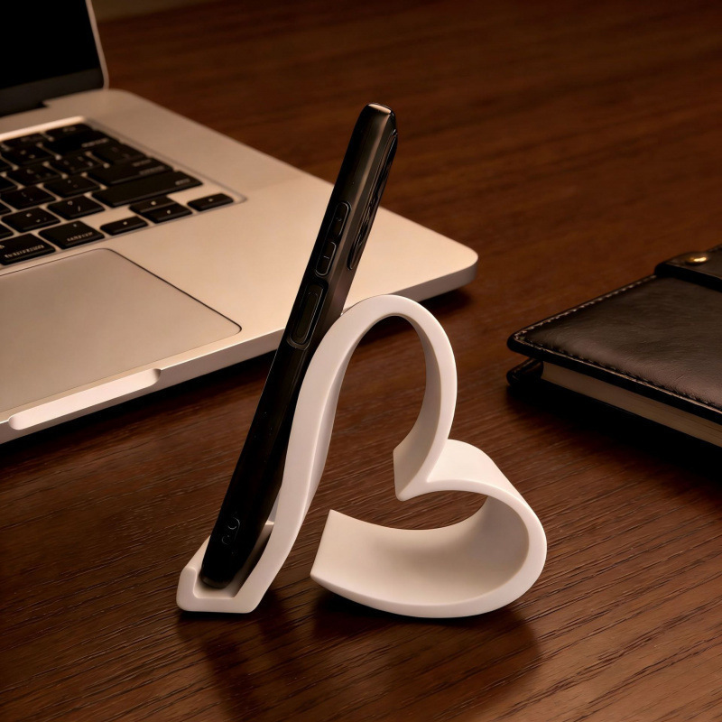 Heart-Shaped 3D-Printed Phone & Tablet Stand - Portable Multifunctional Desk Holder