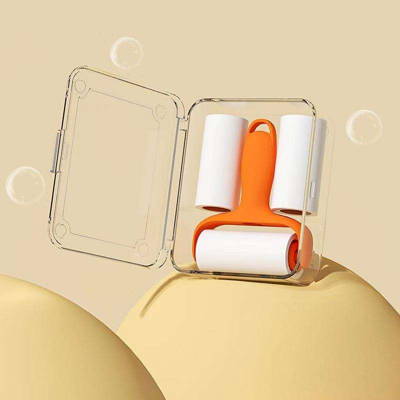 Mini Portable Lint Roller - Manual Clothes Hair Remover with 2 Replacement Rolls