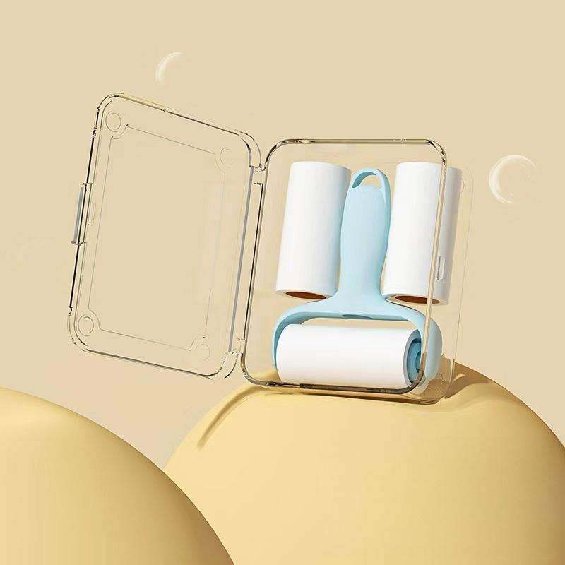 Mini Portable Lint Roller - Manual Clothes Hair Remover with 2 Replacement Rolls