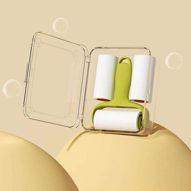 Mini Portable Lint Roller - Manual Clothes Hair Remover with 2 Replacement Rolls