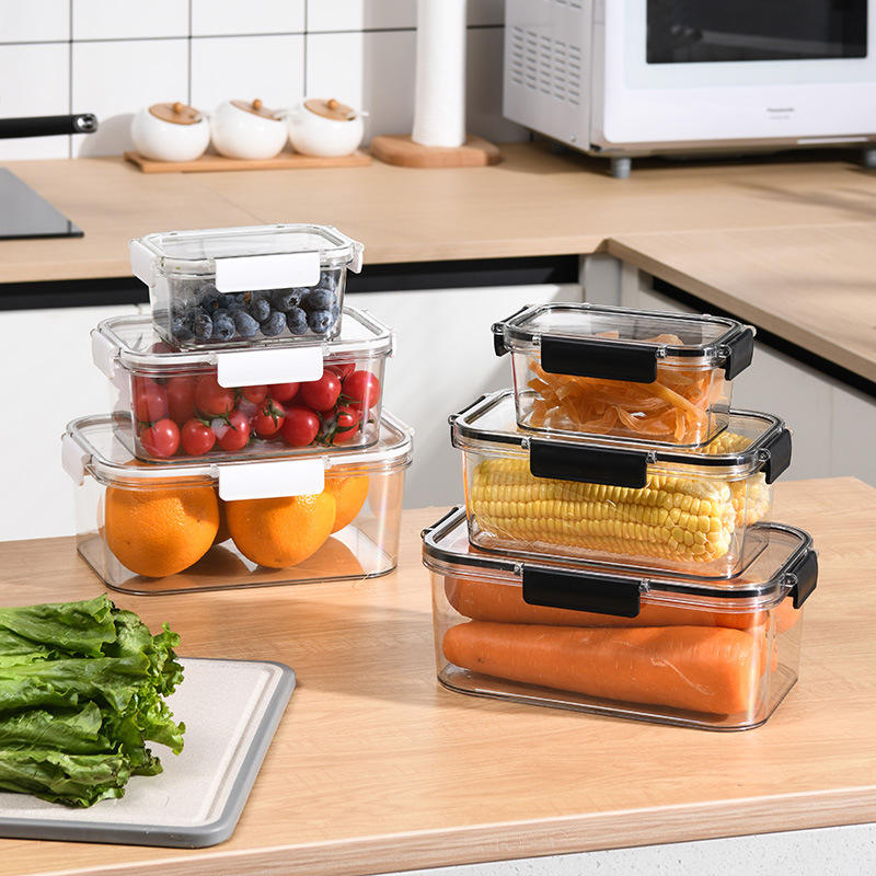 Microwave-Safe Fresh-Keeping Storage Box - Transparent Rectangular Fridge Organizer