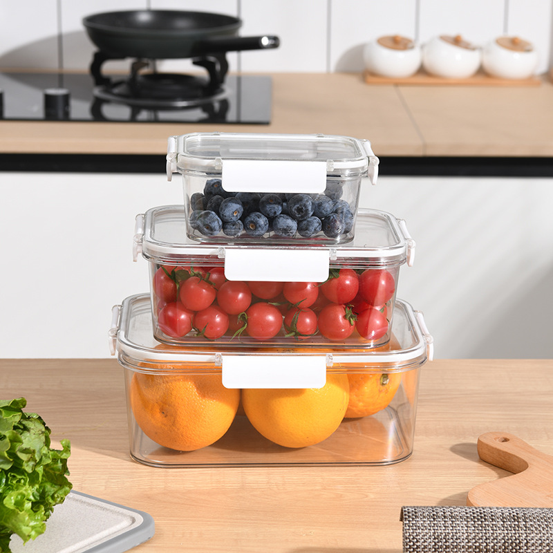 Microwave-Safe Fresh-Keeping Storage Box - Transparent Rectangular Fridge Organizer