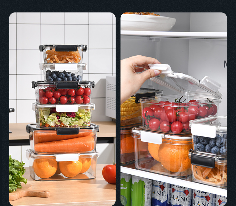 Microwave-Safe Fresh-Keeping Storage Box - Transparent Rectangular Fridge Organizer