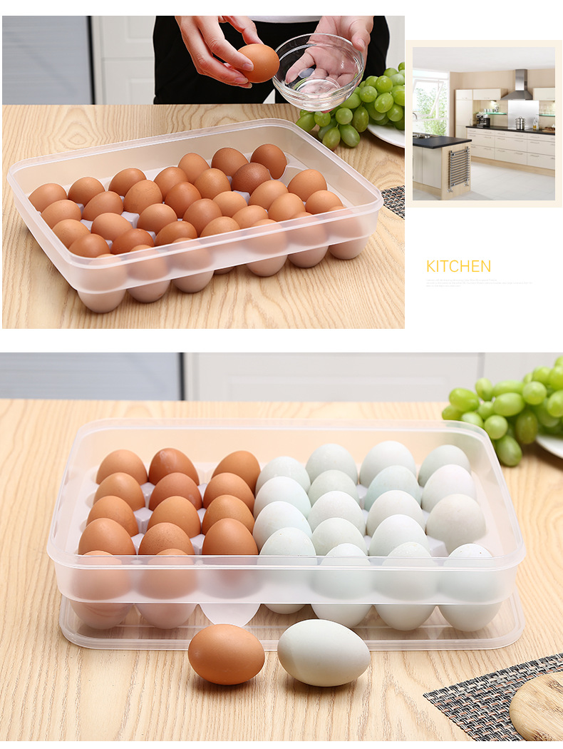 34-Grid Multi-Layer Egg Storage Box - PP Fridge Egg Tray, Shock-Proof & Sealed